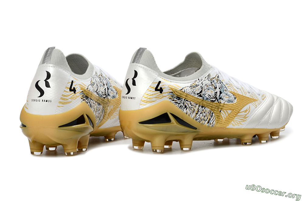 Mizuno Morelia Neo 4 FG Football Boots - White/Golden Glow/Stealth Black 6