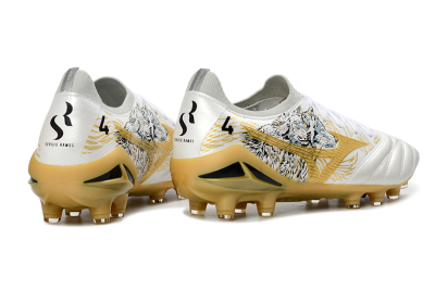 Mizuno Morelia Neo 4 FG Football Boots - White/Golden Glow/Stealth Black