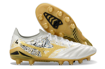 Mizuno Morelia Neo 4 FG Football Boots - White/Golden Glow/Stealth Black