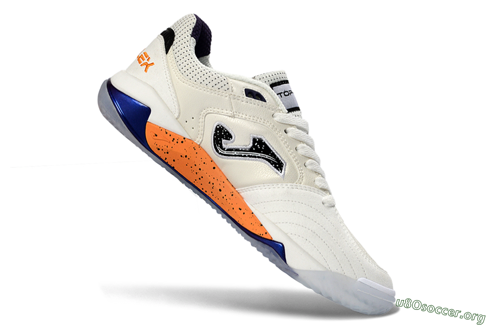Joma Top Flex IC Football Shoes - White/Orange Blaze/Navy Blue 4