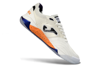 Joma Top Flex IC Football Shoes - White/Orange Blaze/Navy Blue