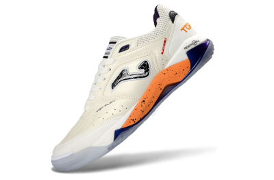 Joma Top Flex IC Football Shoes - White/Orange Blaze/Navy Blue