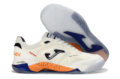 Joma Top Flex IC Football Shoes - White/Orange Blaze/Navy Blue