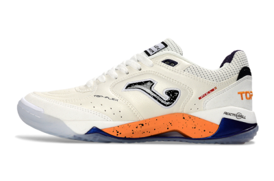 Joma Top Flex IC Football Shoes - White/Orange Blaze/Navy Blue