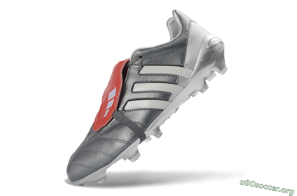 Adidas Predator 26 Elite Fold-Over Tongue FG Football Boots - Gray/Metallic Silver/Crimson Red 4