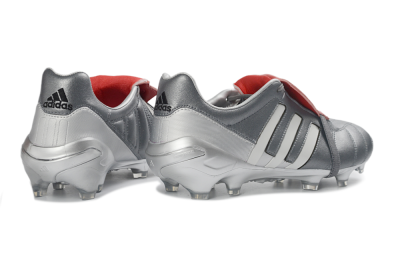 Adidas Predator 26 Elite Fold-Over Tongue FG Football Boots - Gray/Metallic Silver/Crimson Red