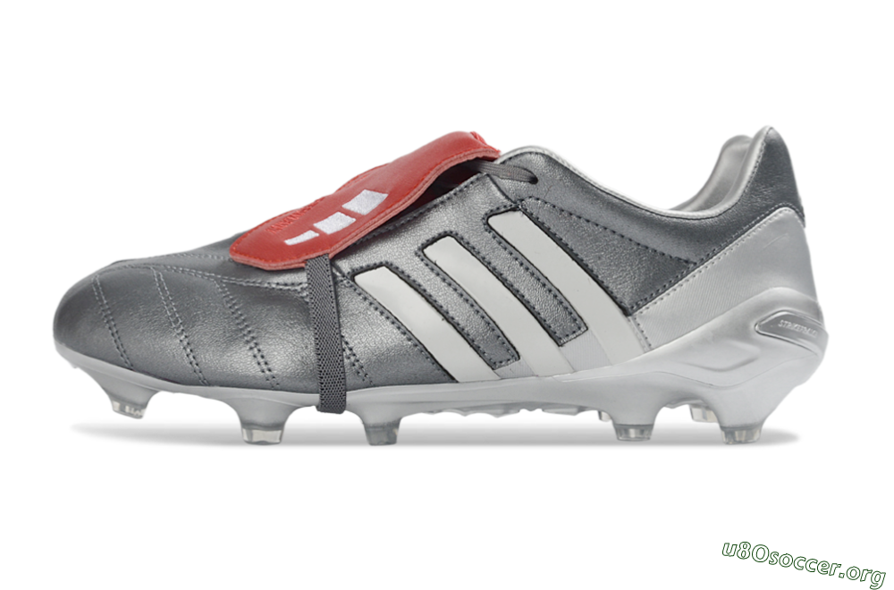 Adidas Predator 26 Elite Fold-Over Tongue FG Football Boots - Gray/Metallic Silver/Crimson Red 3