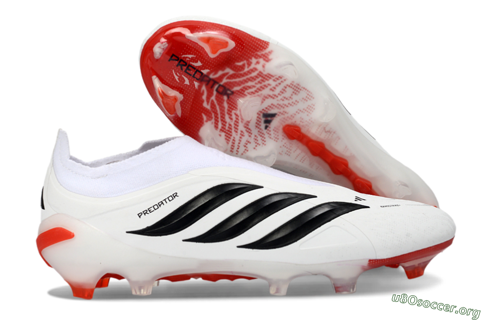 Adidas Predator 26 Elite Laceless FG Football Boots - White/Solar Red/Black 2