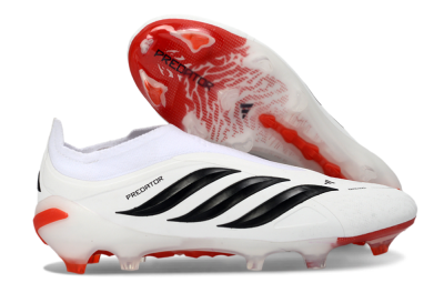 Adidas Predator 26 Elite Laceless FG Football Boots - White/Solar Red/Black
