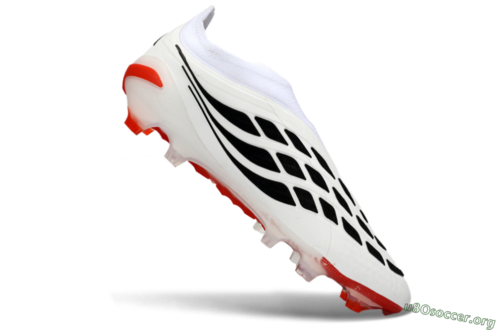 Adidas Predator 26 Elite Laceless FG Football Boots - White/Solar Red/Black 4