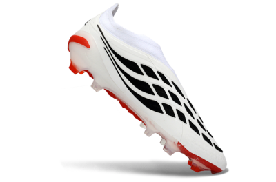 Adidas Predator 26 Elite Laceless FG Football Boots - White/Solar Red/Black