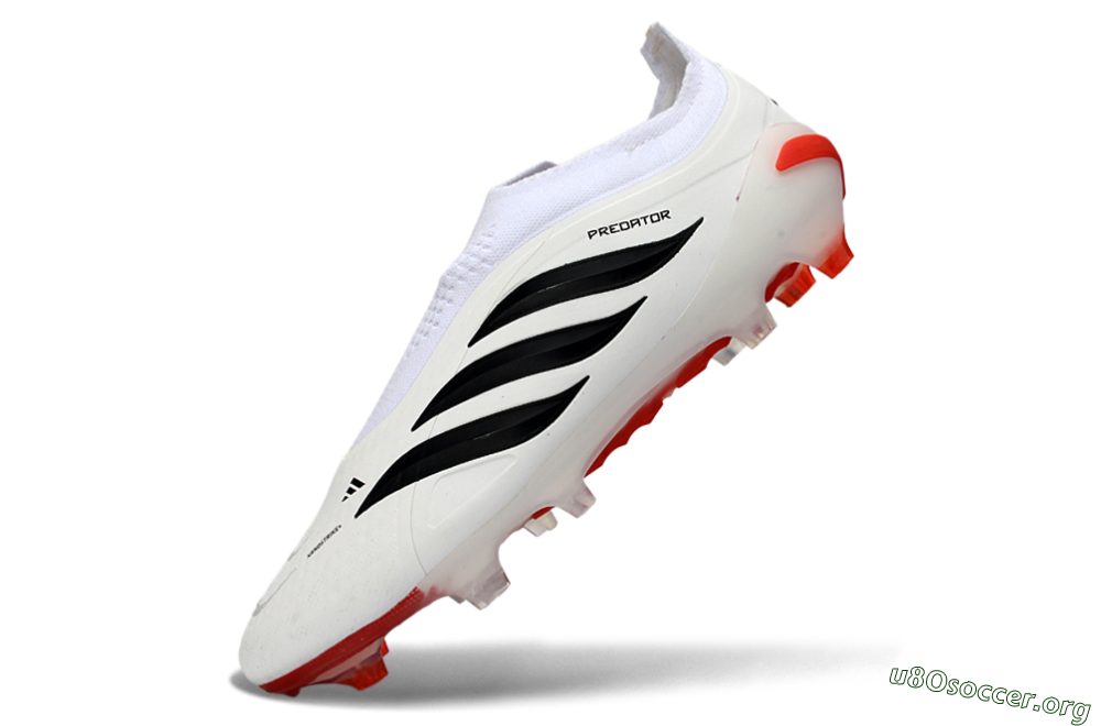 Adidas Predator 26 Elite Laceless FG Football Boots - White/Solar Red/Black 5