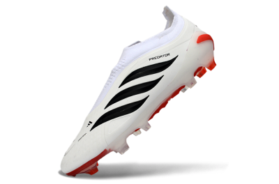 Adidas Predator 26 Elite Laceless FG Football Boots - White/Solar Red/Black