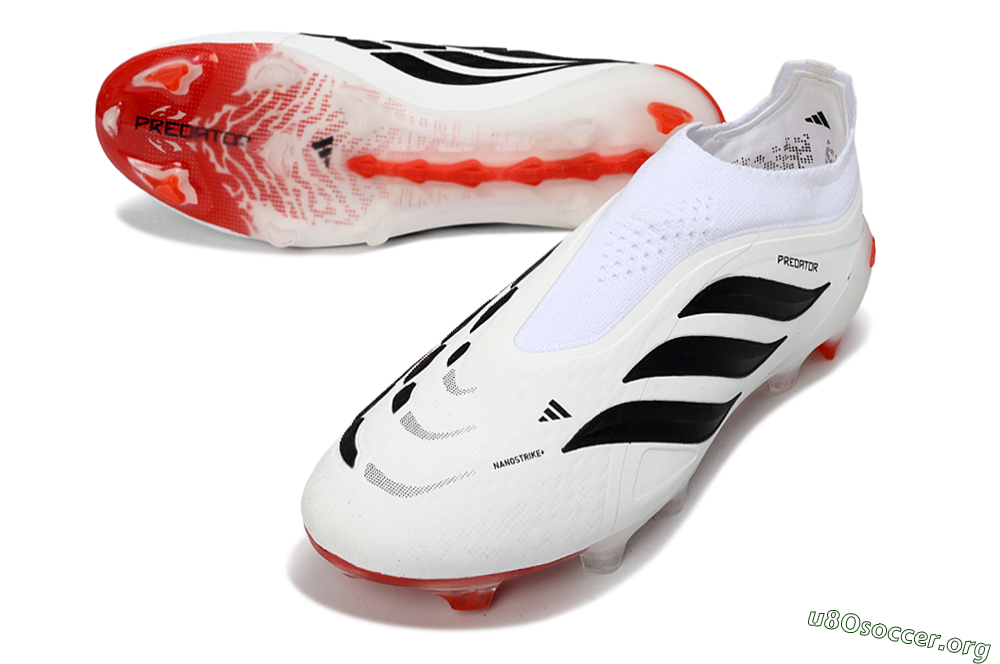 Adidas Predator 26 Elite Laceless FG Football Boots - White/Solar Red/Black 0