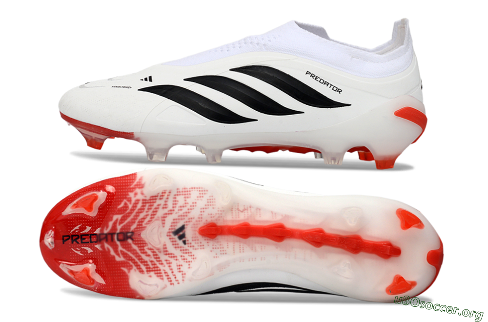 Adidas Predator 26 Elite Laceless FG Football Boots - White/Solar Red/Black 1