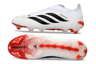 Adidas Predator 26 Elite Laceless FG Football Boots - White/Solar Red/Black