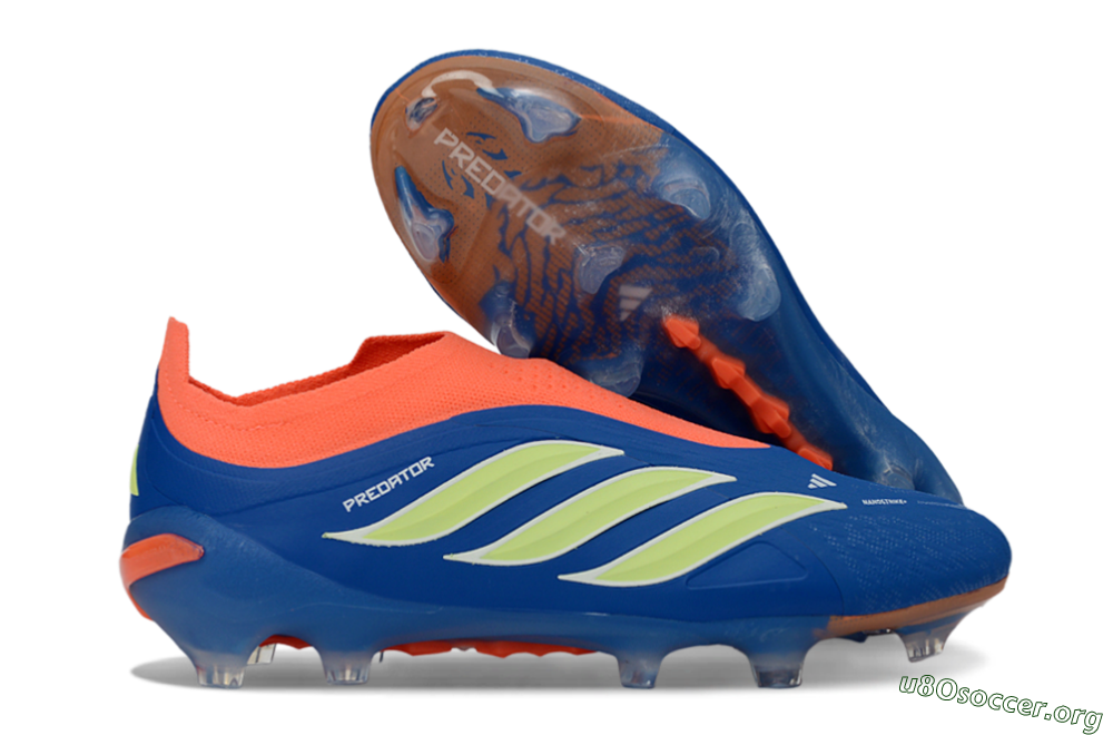 Adidas Predator 26 Elite Laceless FG Football Boots - Blue/Bright Orange/Lime Green 2