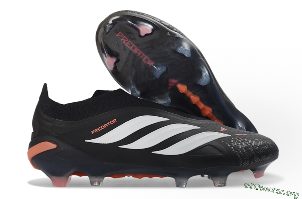 Adidas Predator 26 Elite Laceless FG Football Boots - Black/White/Coral 2