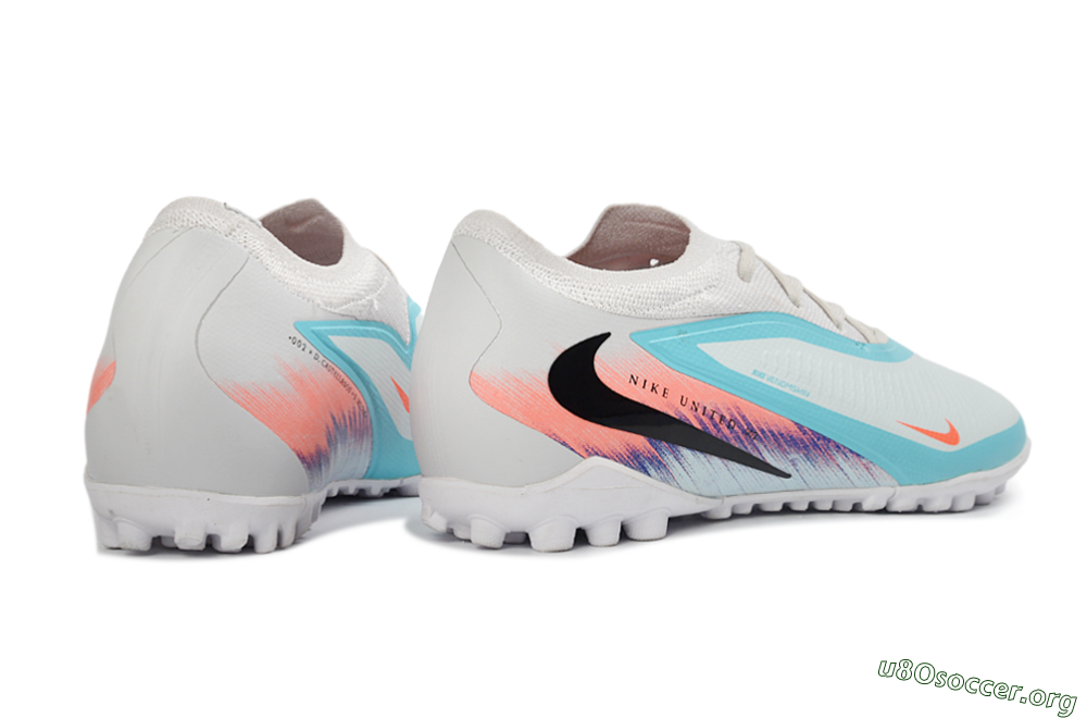 Nike Phantom 6 Elite Low TF Football Shoes - White/Aqua Blue/Coral Pink 6