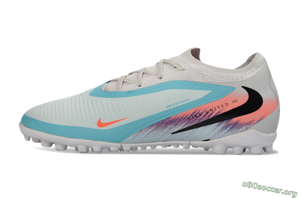 Nike Phantom 6 Elite Low TF Football Shoes - White/Aqua Blue/Coral Pink 3