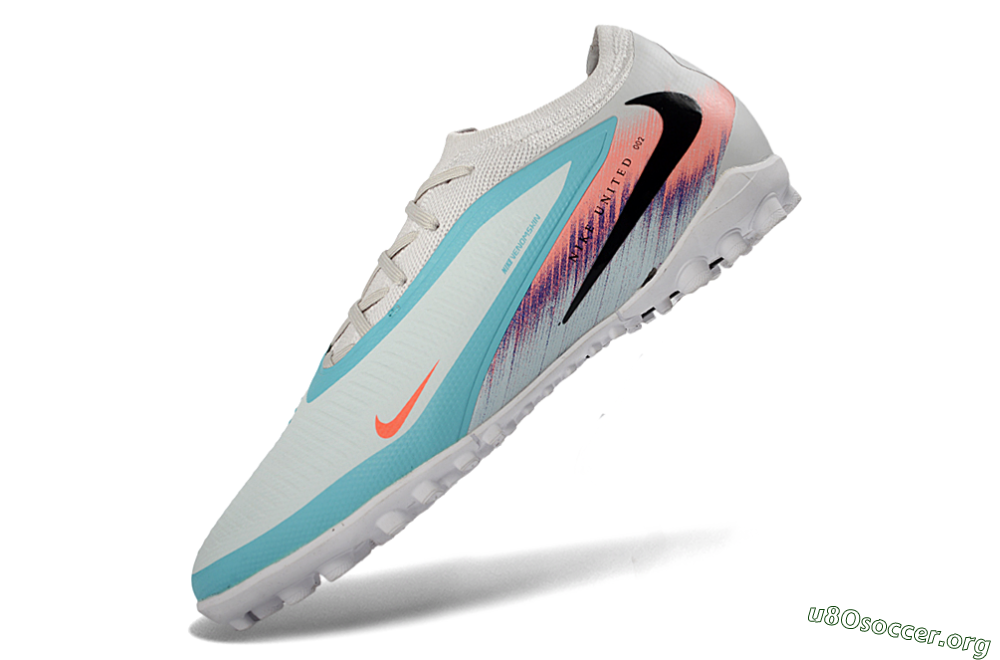 Nike Phantom 6 Elite Low TF Football Shoes - White/Aqua Blue/Coral Pink 5