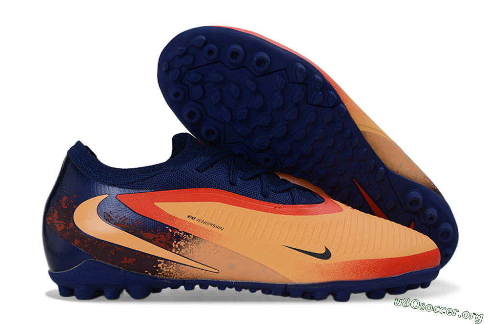 Nike Phantom 6 Elite Low TF Football Shoes - Orange/Navy Blue/Crimson Red 2