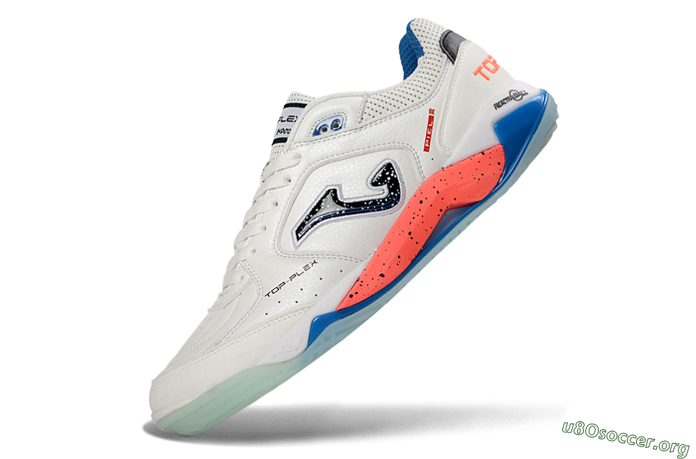 Joma Top Flex IC Football Shoes - White/Coral Blue/Light Blue 5