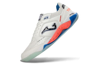 Joma Top Flex IC Football Shoes - White/Coral Blue/Light Blue