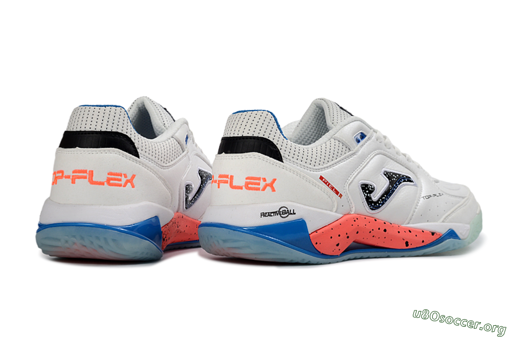 Joma Top Flex IC Football Shoes - White/Coral Blue/Light Blue 6