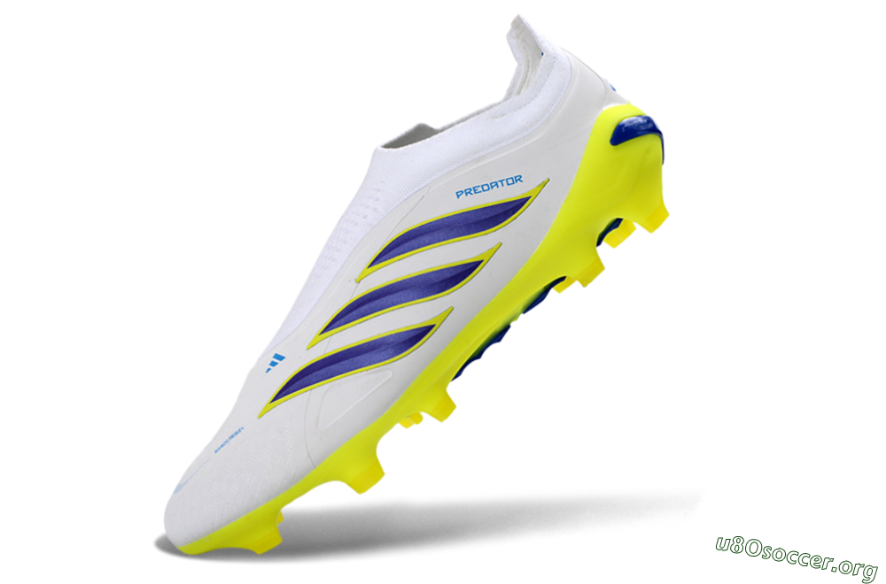 Adidas Predator 26 Elite Laceless FG Football Boots - White/Electric Yellow/Deep Purple 5