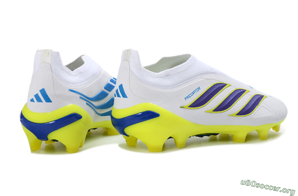 Adidas Predator 26 Elite Laceless FG Football Boots - White/Electric Yellow/Deep Purple 6