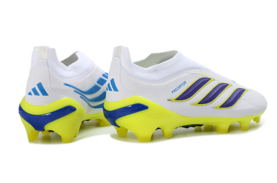 Adidas Predator 26 Elite Laceless FG Football Boots - White/Electric Yellow/Deep Purple