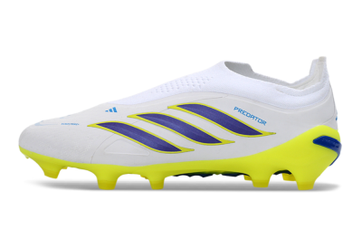 Adidas Predator 26 Elite Laceless FG Football Boots - White/Electric Yellow/Deep Purple