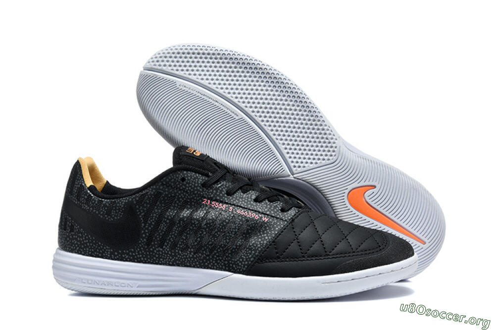 Nike Lunar Gato 2 IC Football Shoes - Black/Charcoal Gray/Flame Orange 2