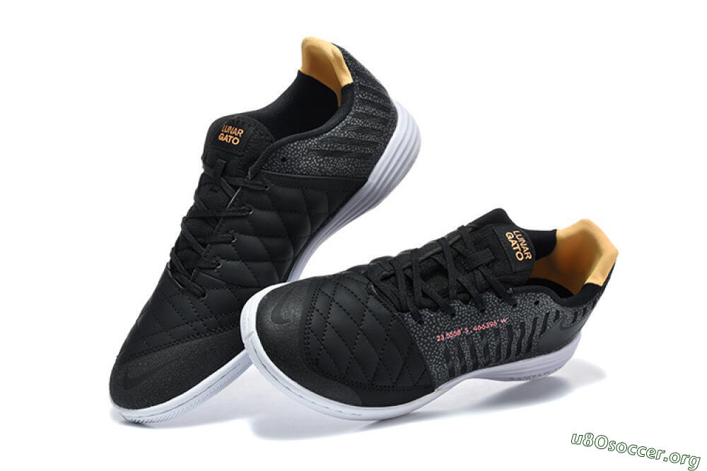 Nike Lunar Gato 2 IC Football Shoes - Black/Charcoal Gray/Flame Orange 6