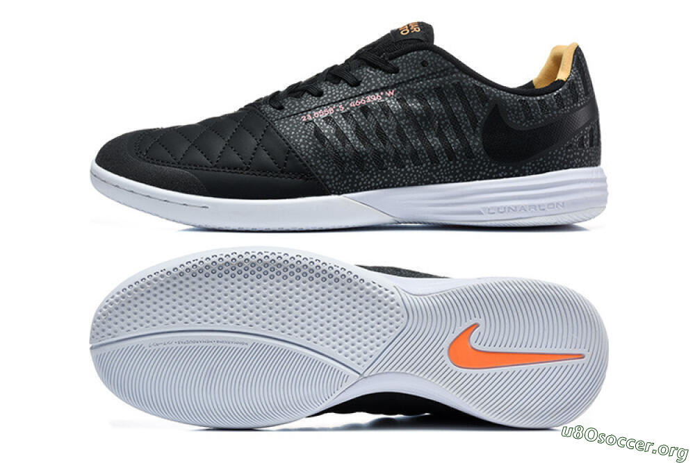Nike Lunar Gato 2 IC Football Shoes - Black/Charcoal Gray/Flame Orange 1
