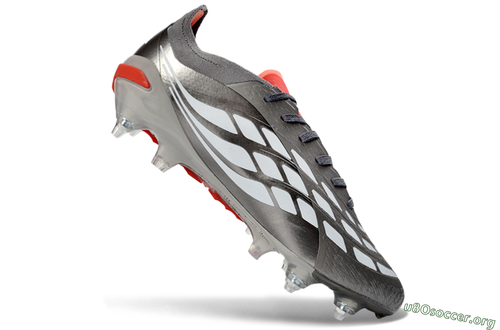 Adidas Predator 26 Elite SG Football Boots - Gray/Vibrant Red/Silver 4