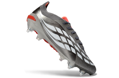 Adidas Predator 26 Elite SG Football Boots - Gray/Vibrant Red/Silver