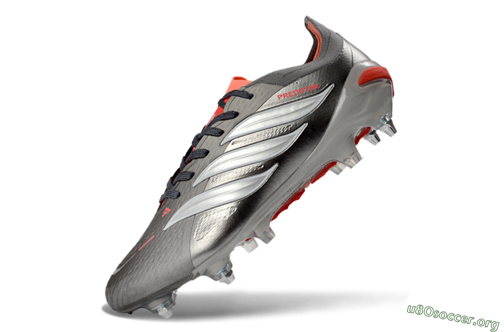 Adidas Predator 26 Elite SG Football Boots - Gray/Vibrant Red/Silver 5