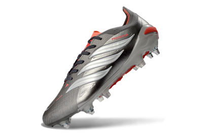 Adidas Predator 26 Elite SG Football Boots - Gray/Vibrant Red/Silver