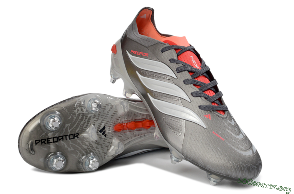 Adidas Predator 26 Elite SG Football Boots - Gray/Vibrant Red/Silver 0
