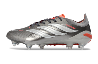 Adidas Predator 26 Elite SG Football Boots - Gray/Vibrant Red/Silver