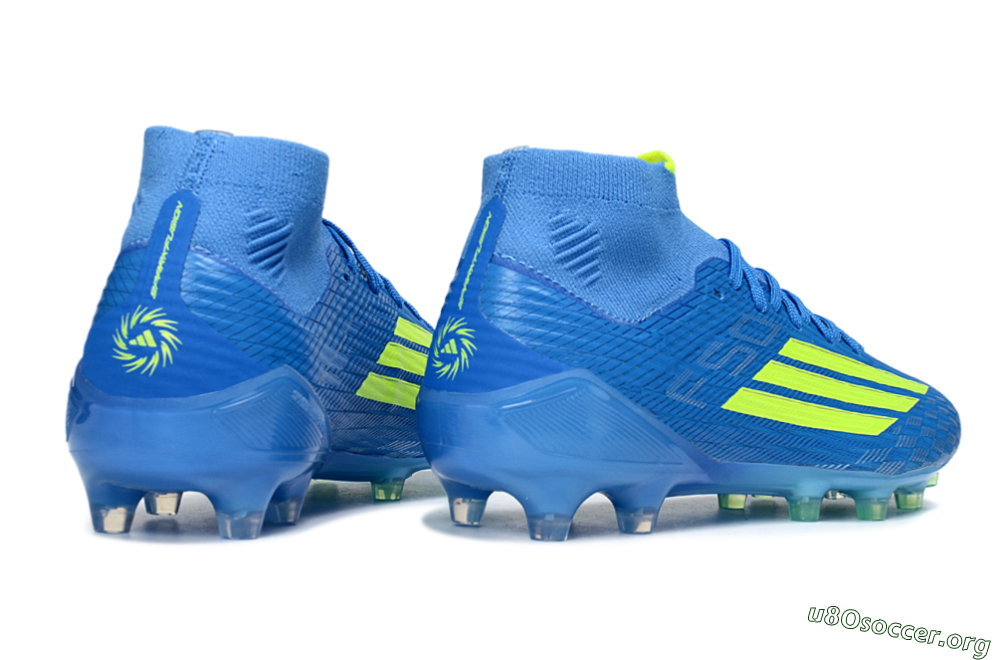 Adidas F50 Elite Mid AG Football Boots - Blue/Electric Blue/Neon Green 6