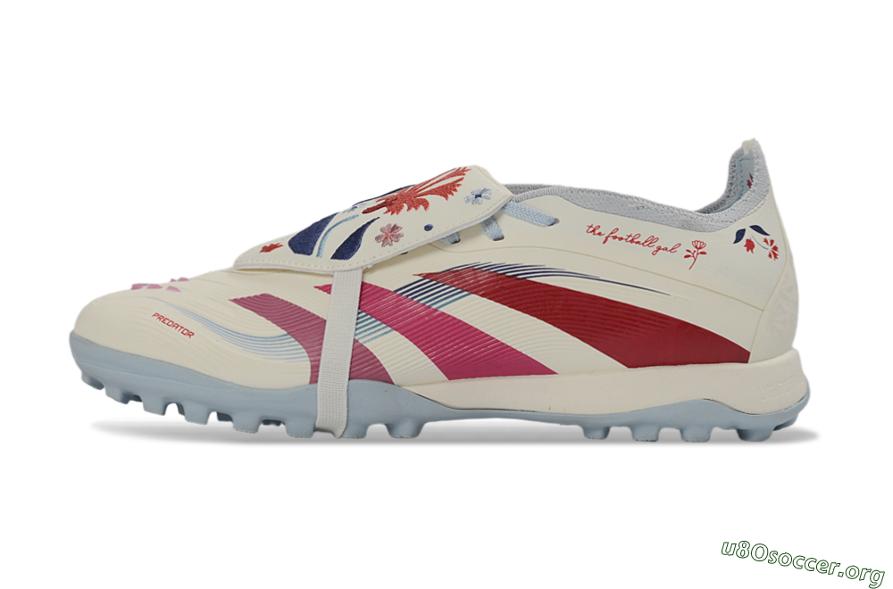 Adidas Predator Gal 26 Elite Fold-Over Tongue TF Football Shoes - Ivory/Blush Pink/Light Blue 3