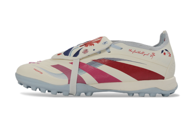 Adidas Predator Gal 26 Elite Fold-Over Tongue TF Football Shoes - Ivory/Blush Pink/Light Blue
