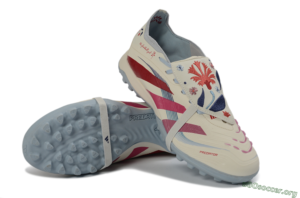 Adidas Predator Gal 26 Elite Fold-Over Tongue TF Football Shoes - Ivory/Blush Pink/Light Blue 0