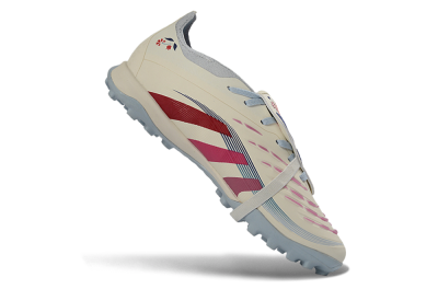 Adidas Predator Gal 26 Elite Fold-Over Tongue TF Football Shoes - Ivory/Blush Pink/Light Blue