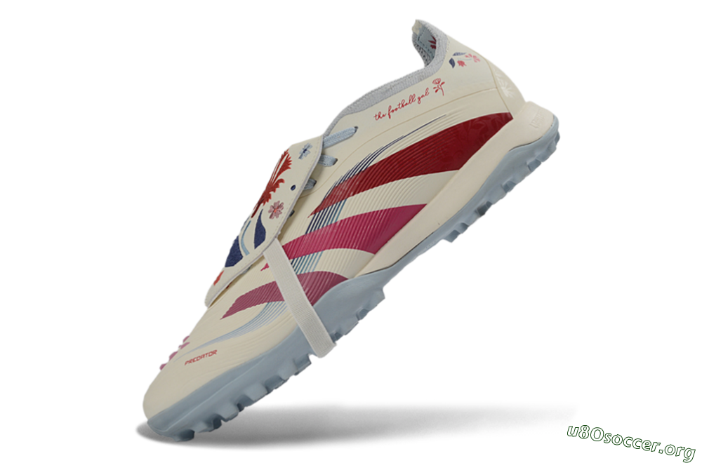 Adidas Predator Gal 26 Elite Fold-Over Tongue TF Football Shoes - Ivory/Blush Pink/Light Blue 5