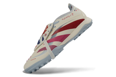 Adidas Predator Gal 26 Elite Fold-Over Tongue TF Football Shoes - Ivory/Blush Pink/Light Blue