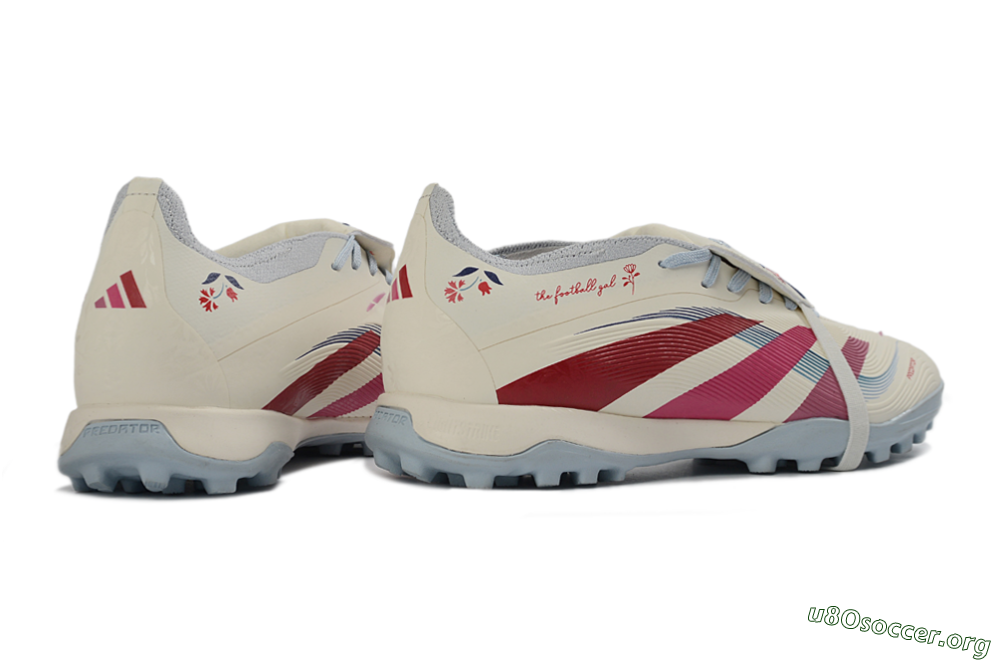 Adidas Predator Gal 26 Elite Fold-Over Tongue TF Football Shoes - Ivory/Blush Pink/Light Blue 6